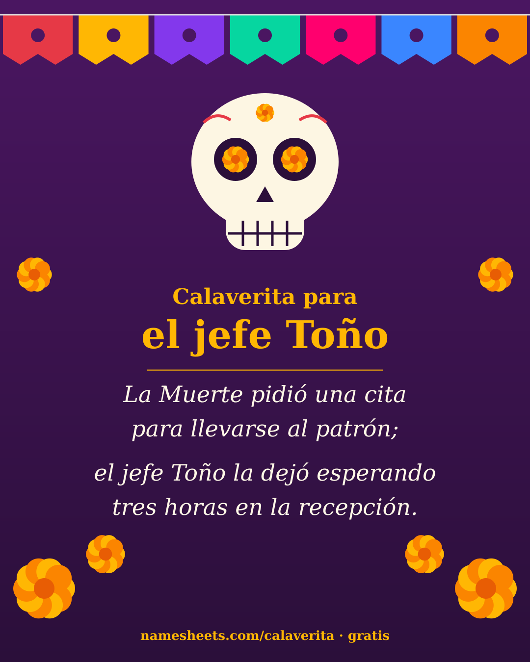 Calaverita de ejemplo: para el jefe