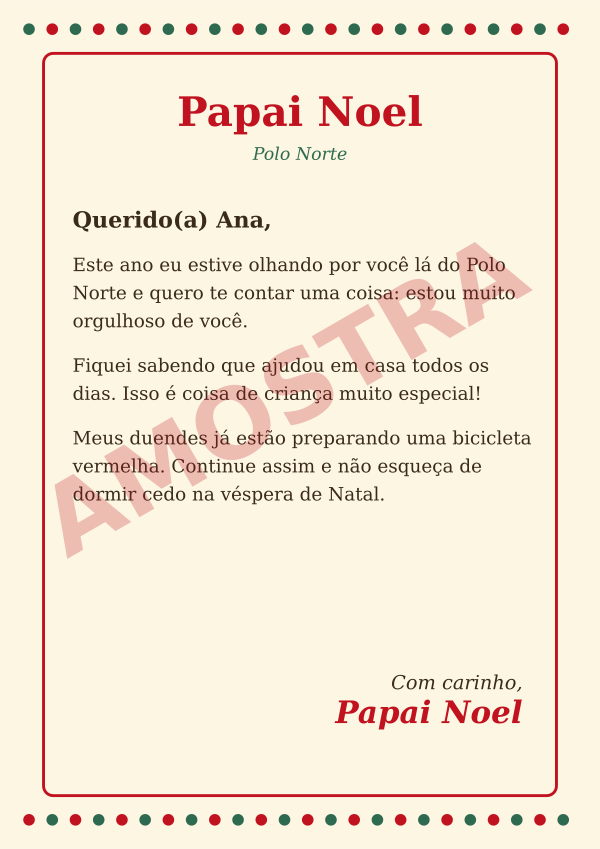 Carta do Papai Noel com o nome da criança: prévia grátis no Telegram, A4 para imprimir por 50 Stars
