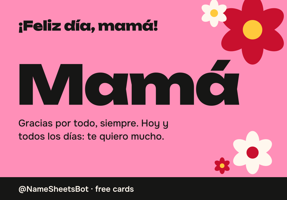 Tarjeta Día de la Madre con nombre, gratis