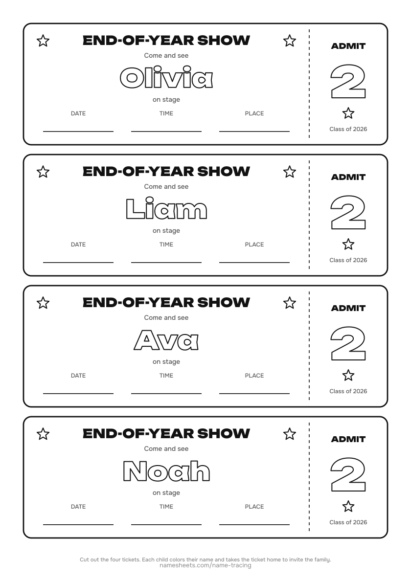 Show tickets for every student