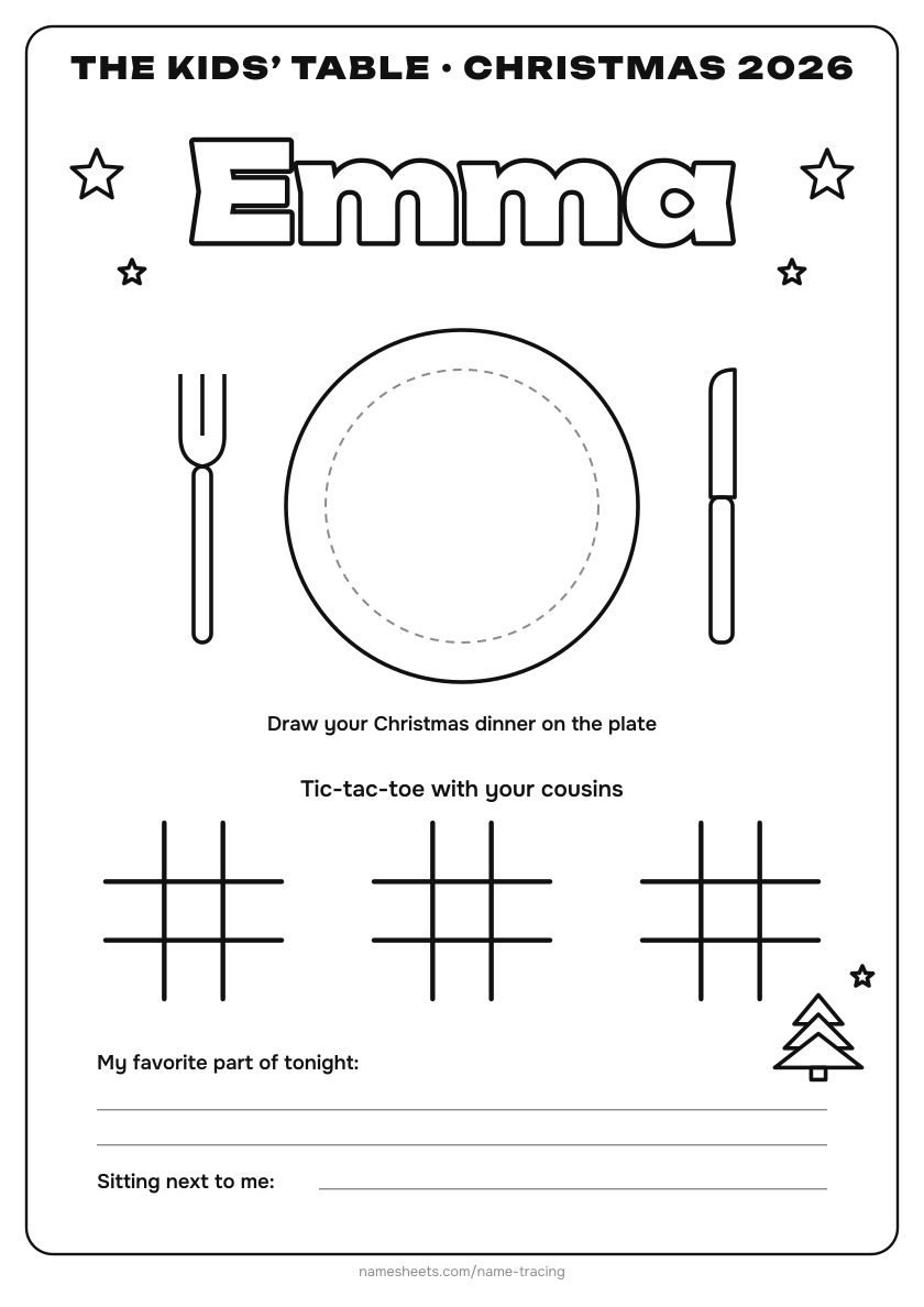 Kids’ table placemat