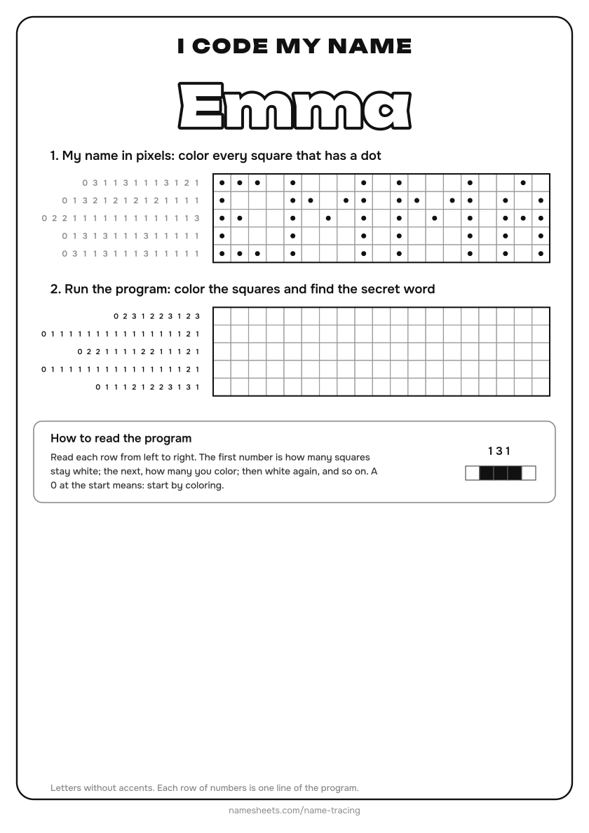 Code your name in pixels
