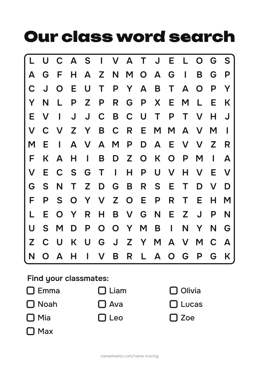 Class word search
