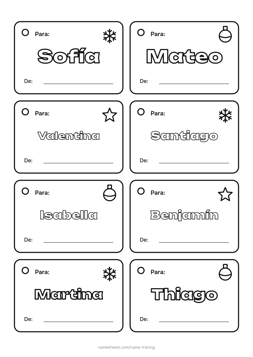 Etiquetas para la clase