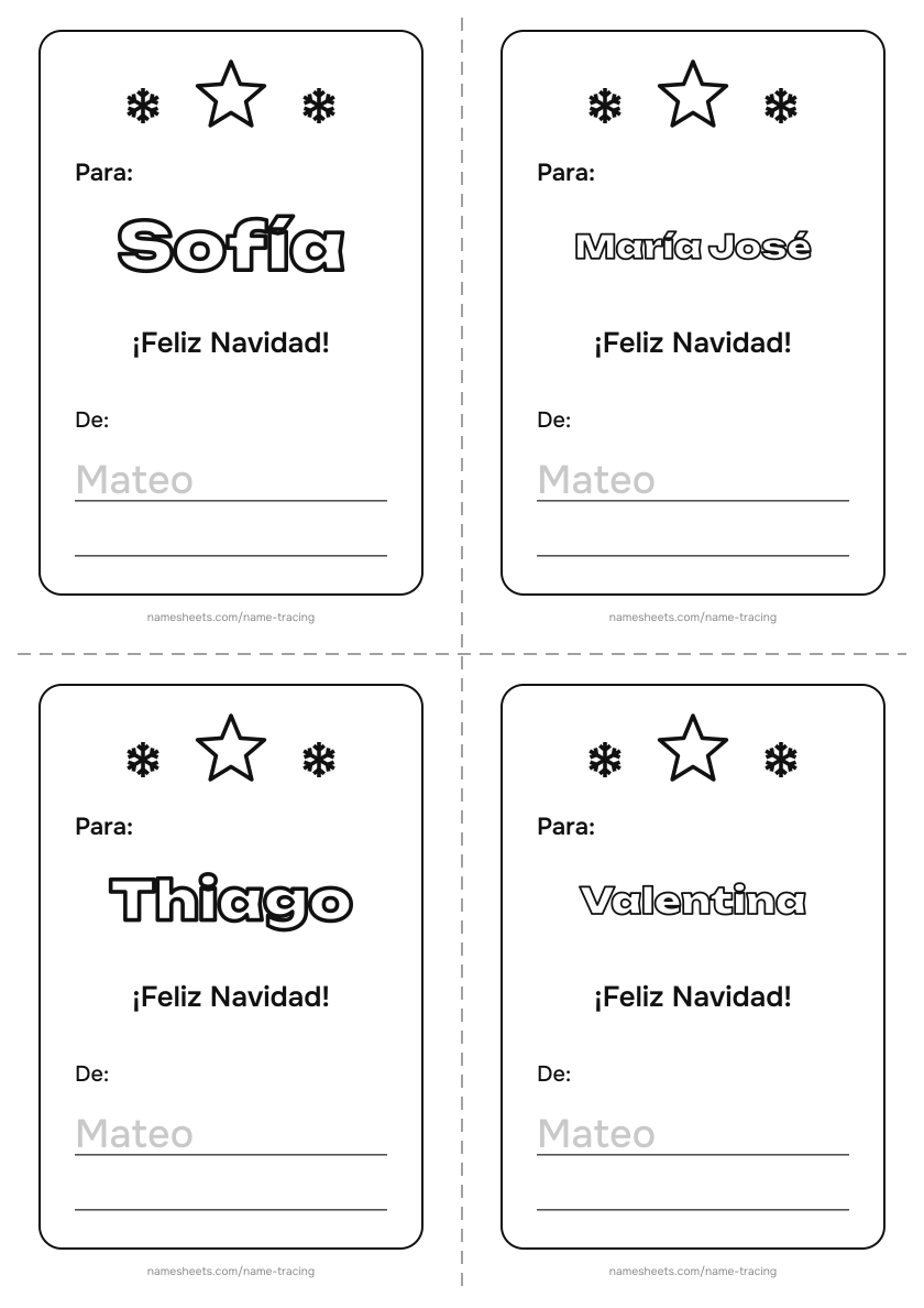 Tarjetas para cada compañero