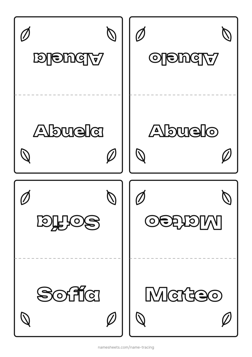 Tarjetas para la mesa