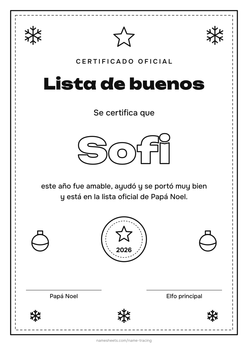 Certificado de la lista de buenos