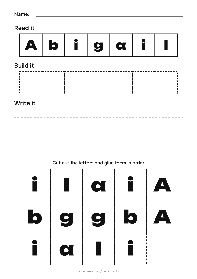 Name puzzle (cut & paste): Abigail