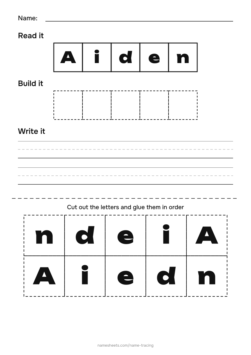 Name puzzle (cut & paste): Aiden