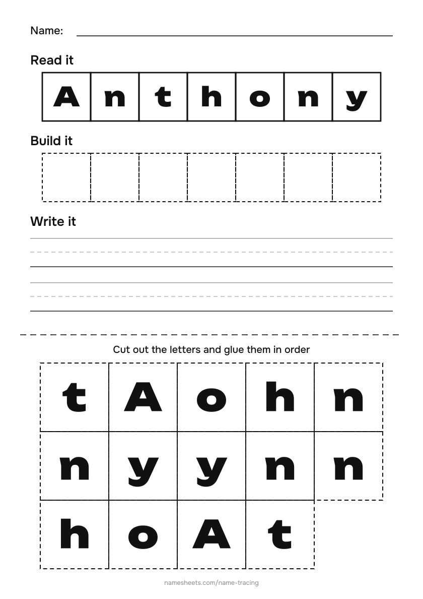 Name puzzle (cut & paste): Anthony