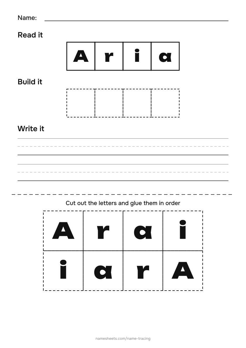 Name puzzle (cut & paste): Aria