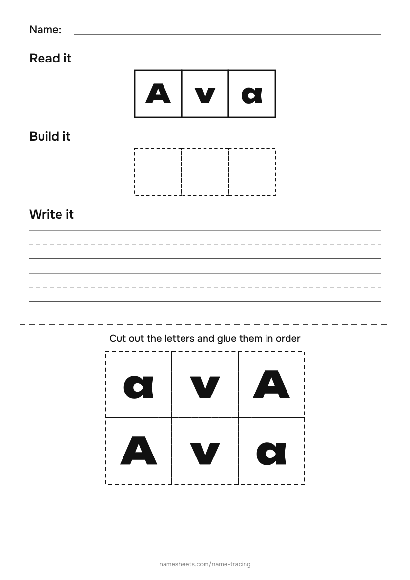 Name puzzle (cut & paste): Ava