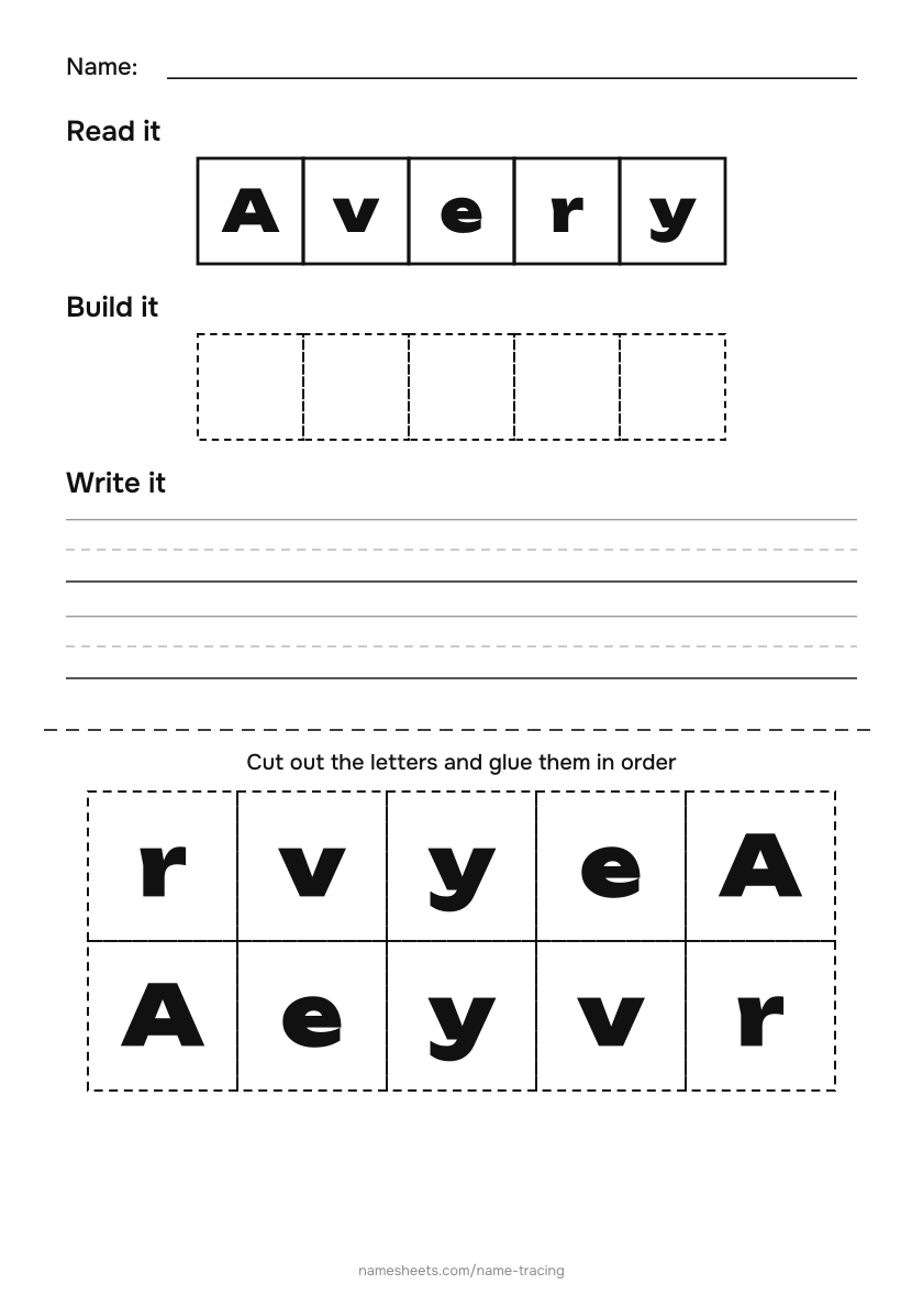 Name puzzle (cut & paste): Avery