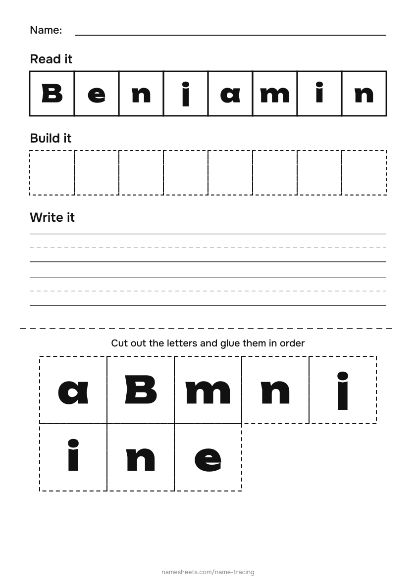 Name puzzle (cut & paste): Benjamin