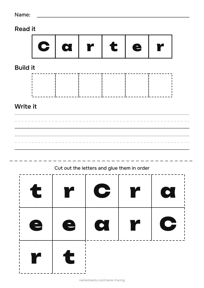 Name puzzle (cut & paste): Carter