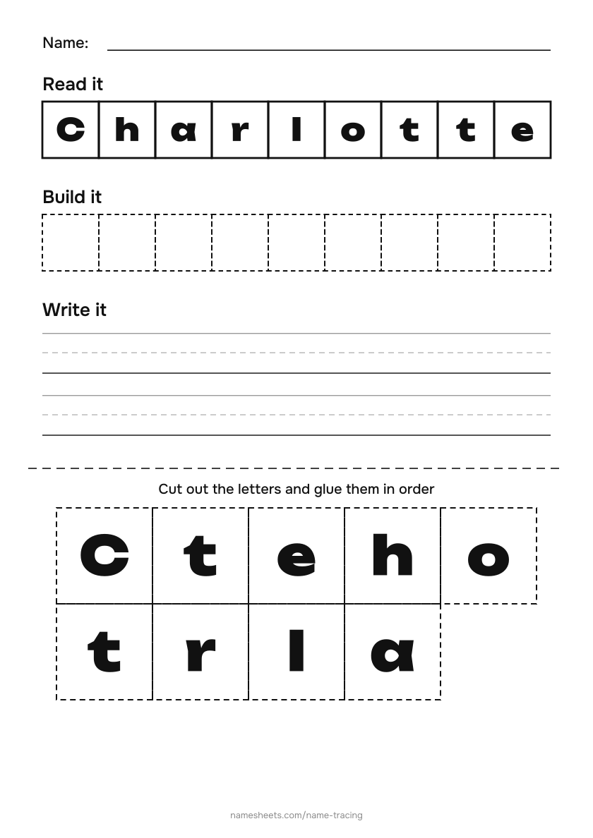 Name puzzle (cut & paste): Charlotte