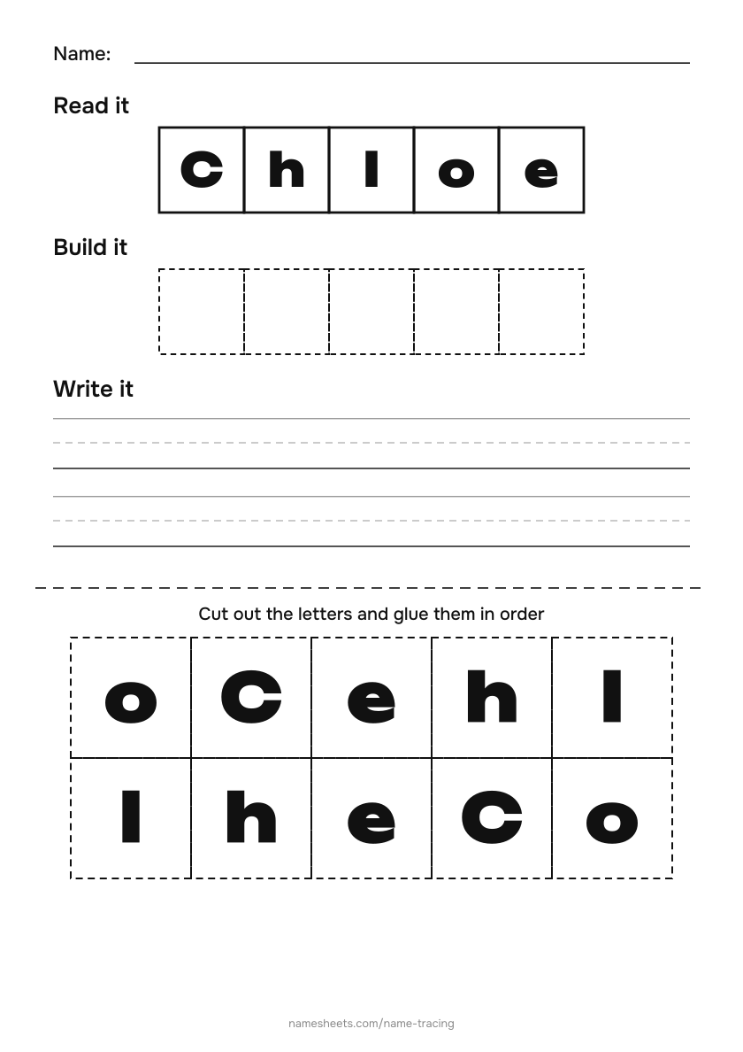 Name puzzle (cut & paste): Chloe