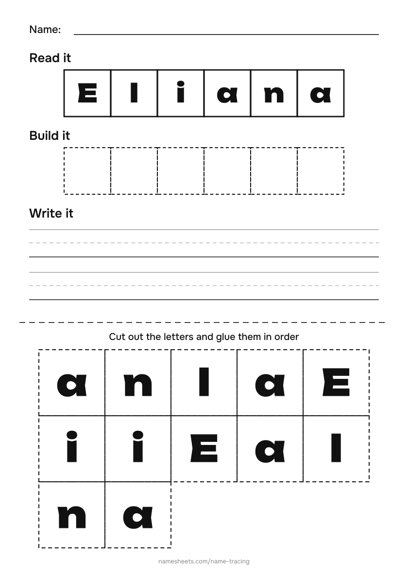 Name puzzle (cut & paste): Eliana