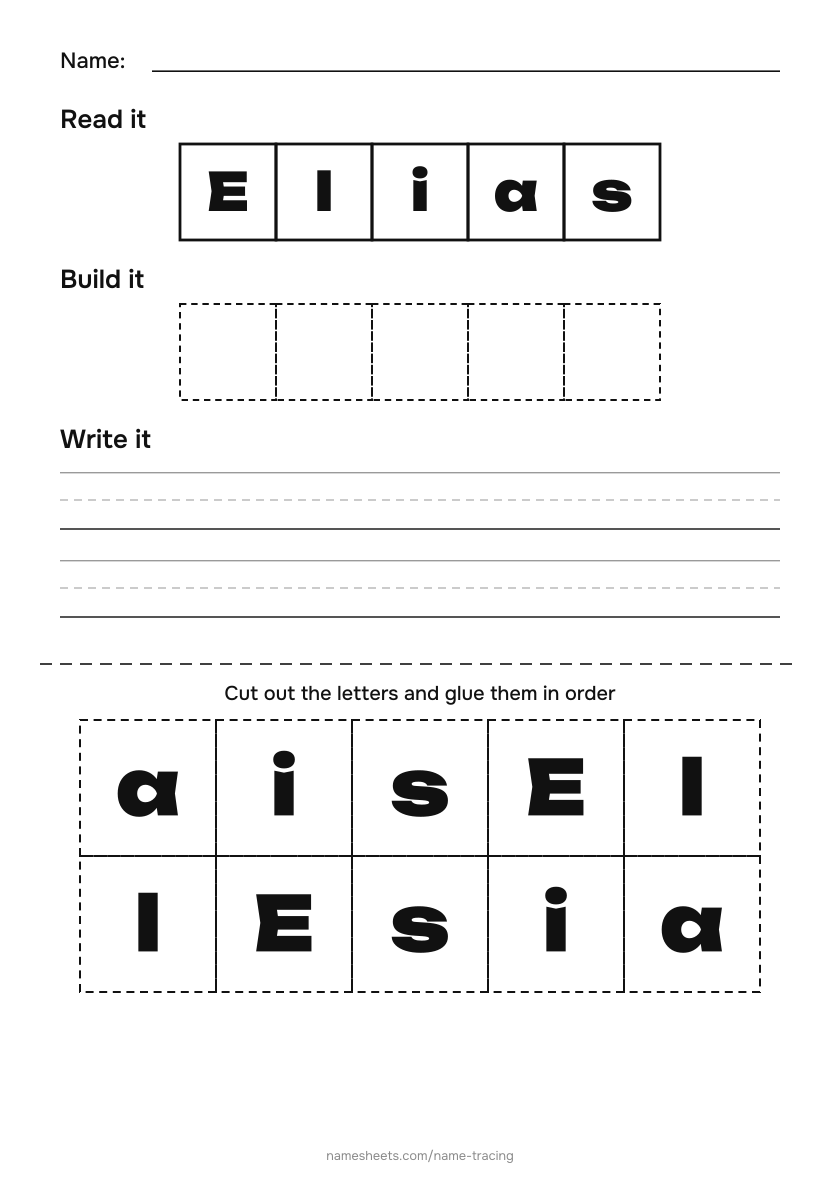 Name puzzle (cut & paste): Elias