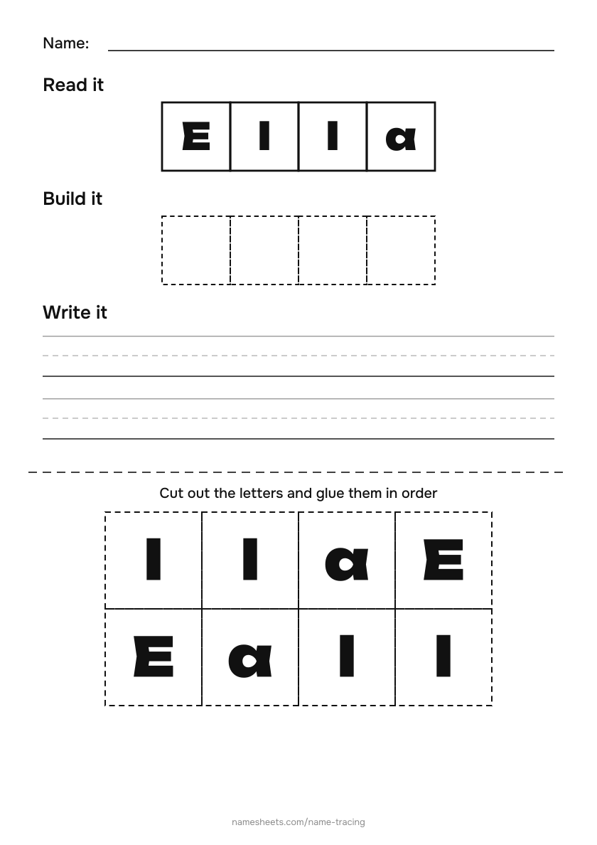 Name puzzle (cut & paste): Ella
