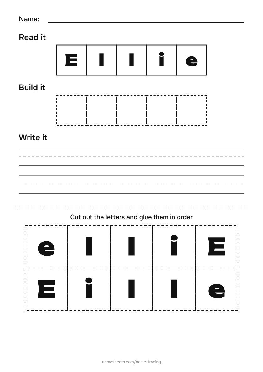 Name puzzle (cut & paste): Ellie
