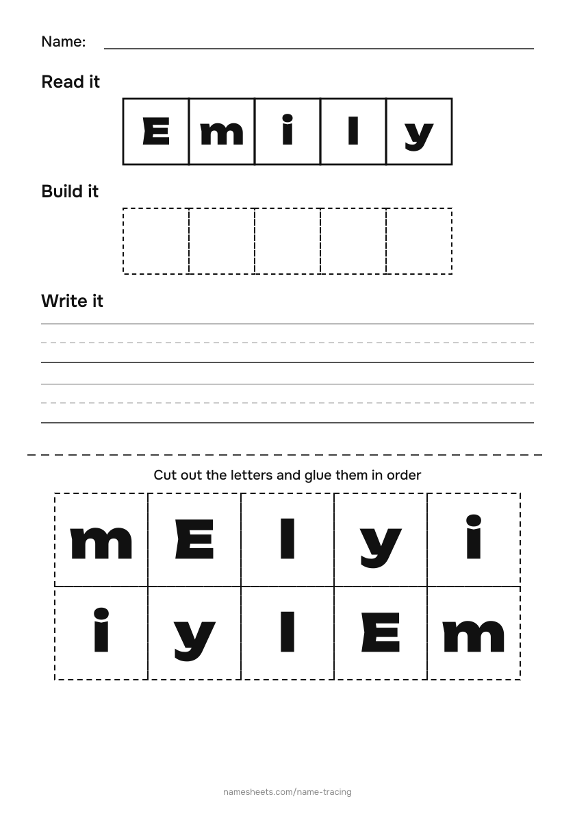 Name puzzle (cut & paste): Emily