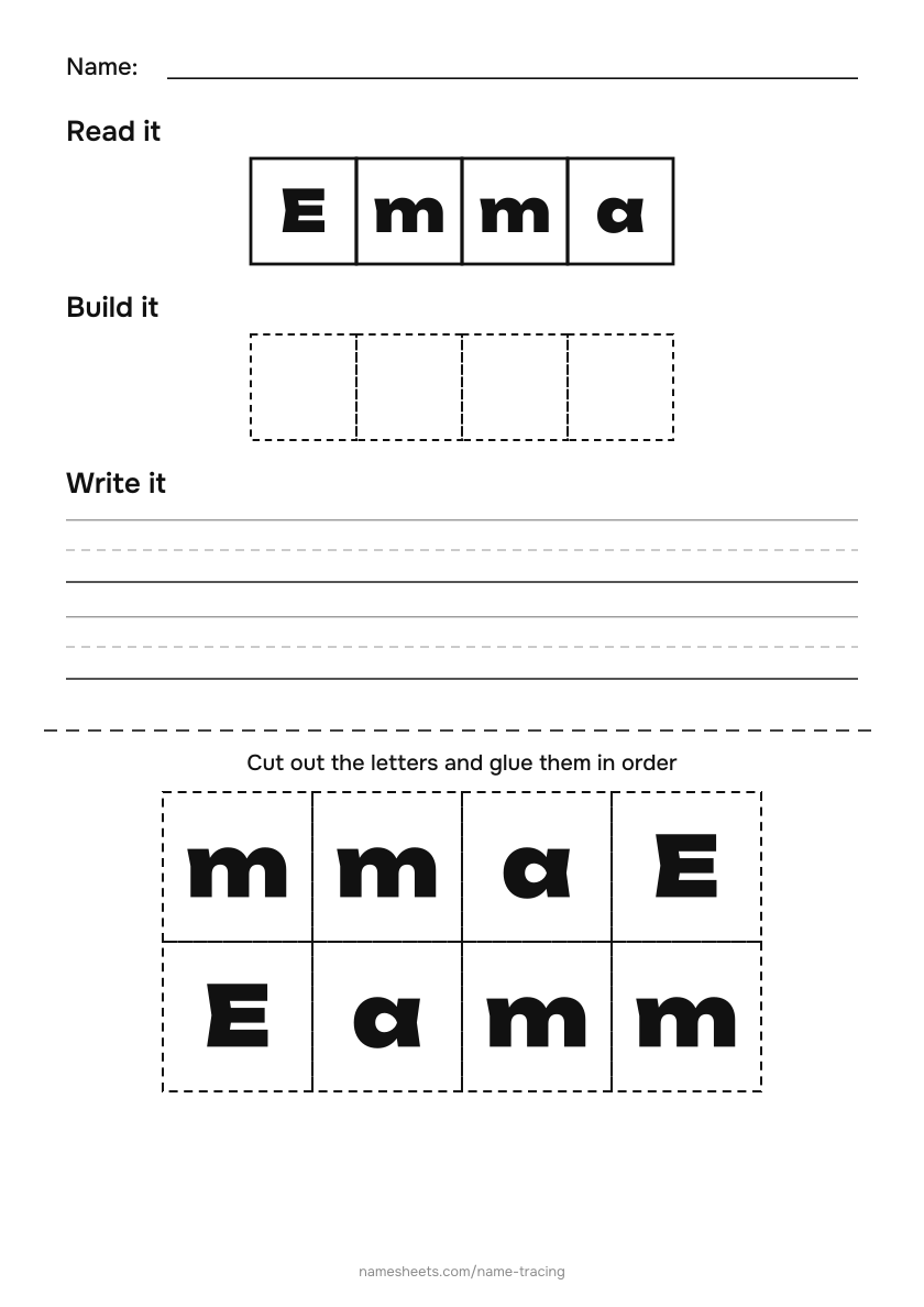 Name puzzle (cut & paste): Emma