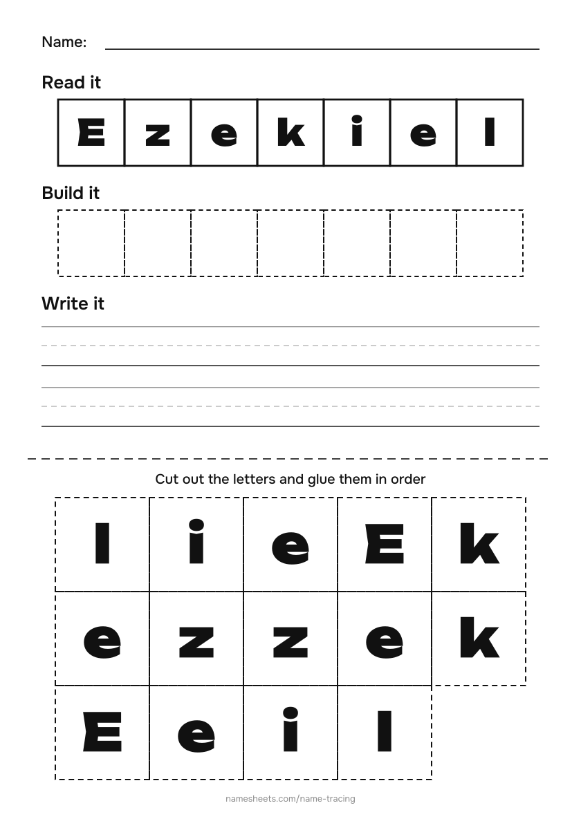 Name puzzle (cut & paste): Ezekiel