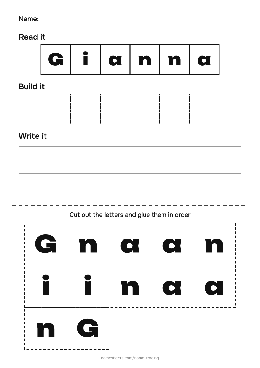 Name puzzle (cut & paste): Gianna
