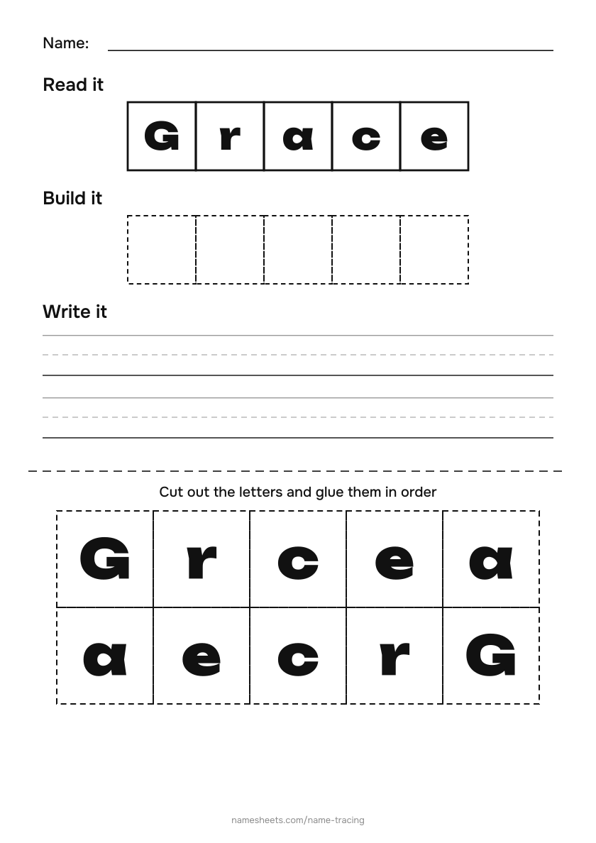 Name puzzle (cut & paste): Grace