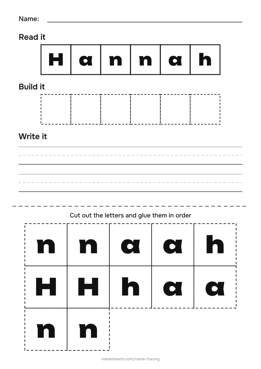 Name puzzle (cut & paste): Hannah