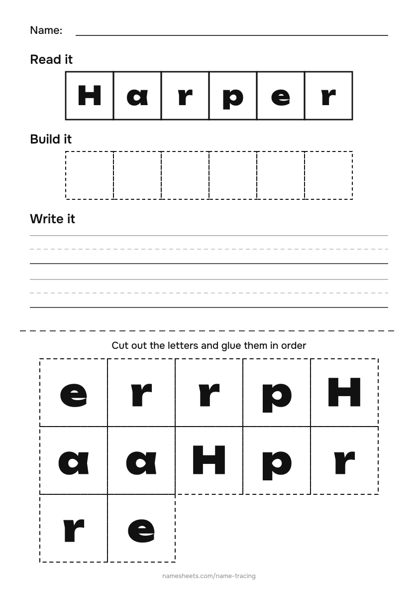 Name puzzle (cut & paste): Harper