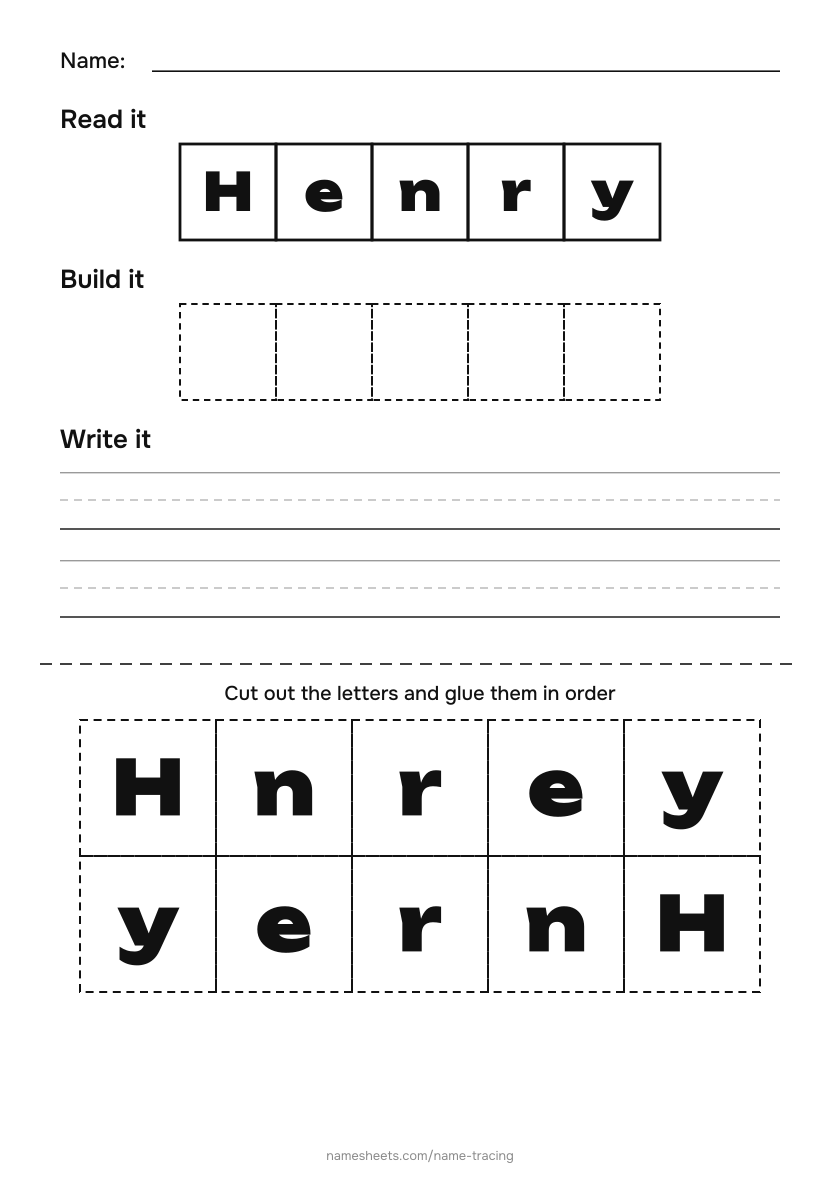 Name puzzle (cut & paste): Henry