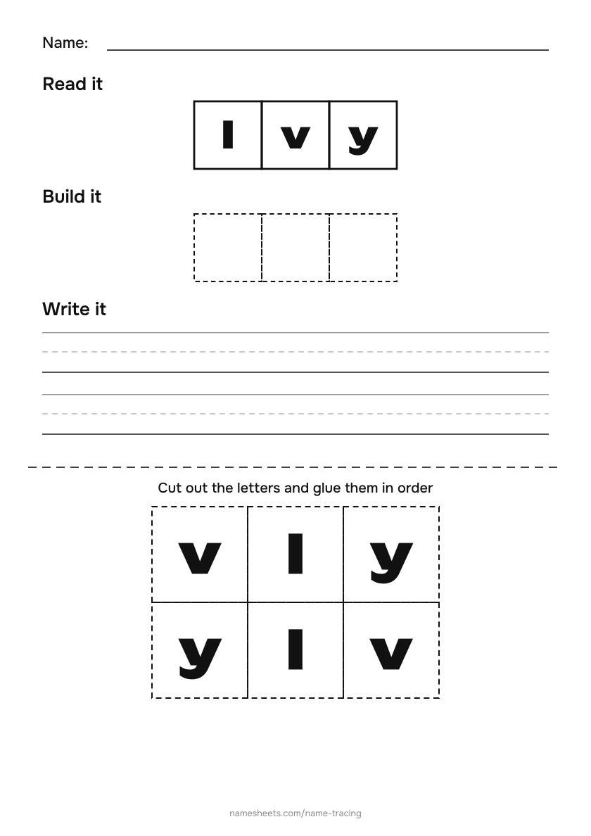 Name puzzle (cut & paste): Ivy
