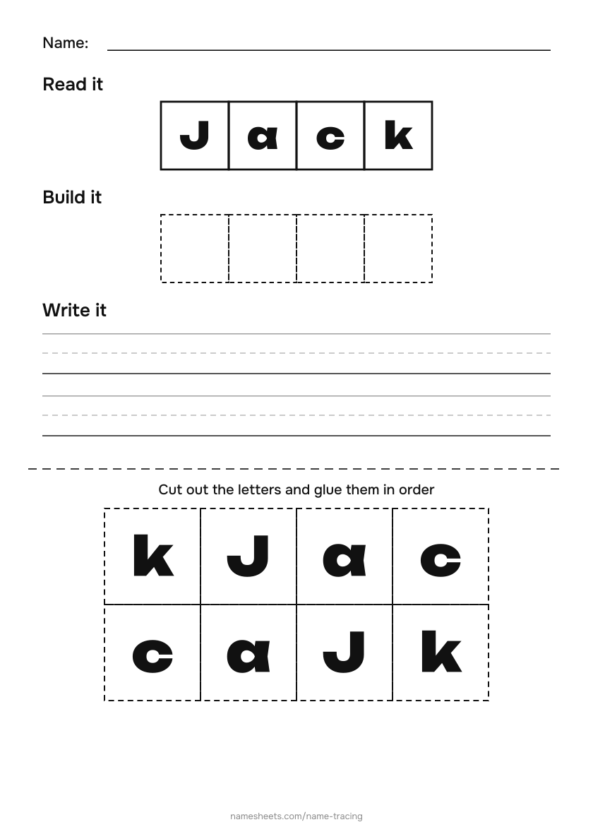 Name puzzle (cut & paste): Jack
