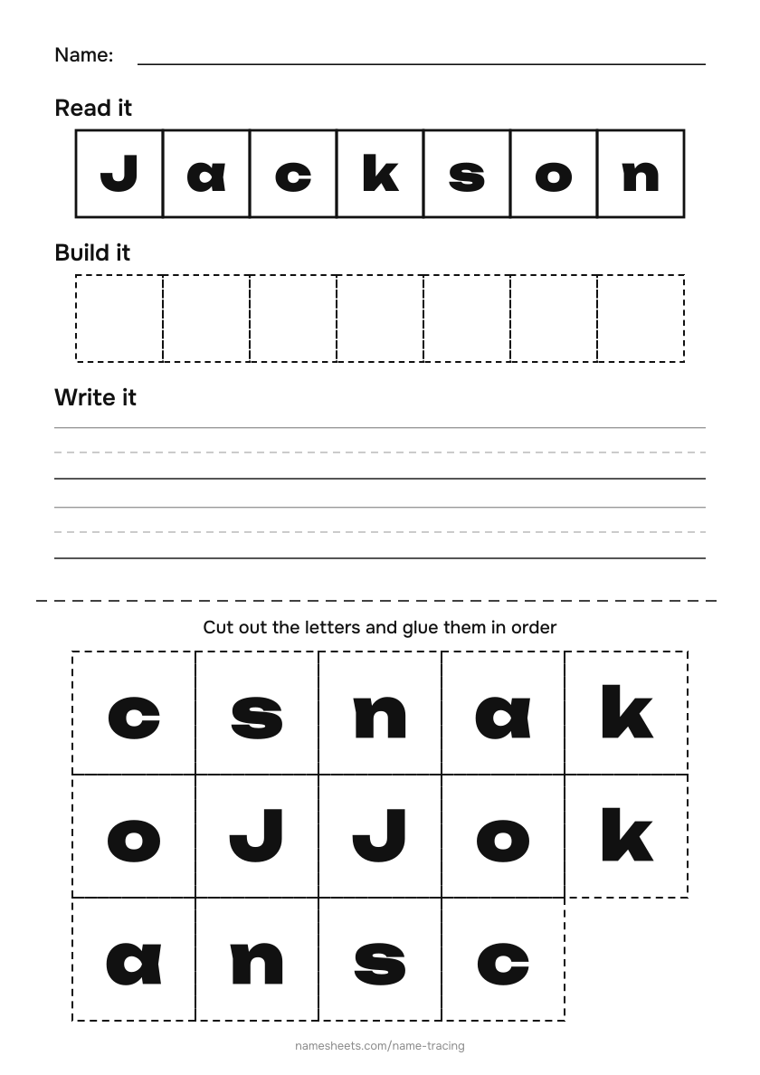 Name puzzle (cut & paste): Jackson