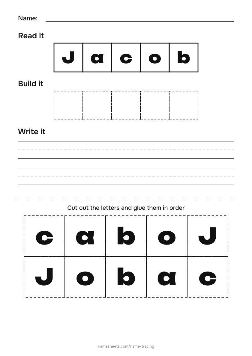 Name puzzle (cut & paste): Jacob