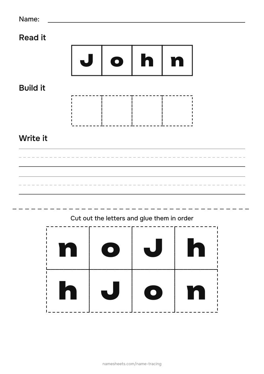 Name puzzle (cut & paste): John