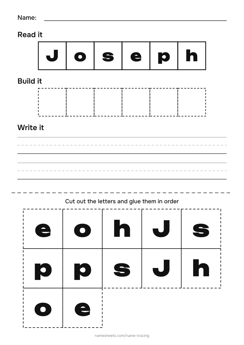 Name puzzle (cut & paste): Joseph