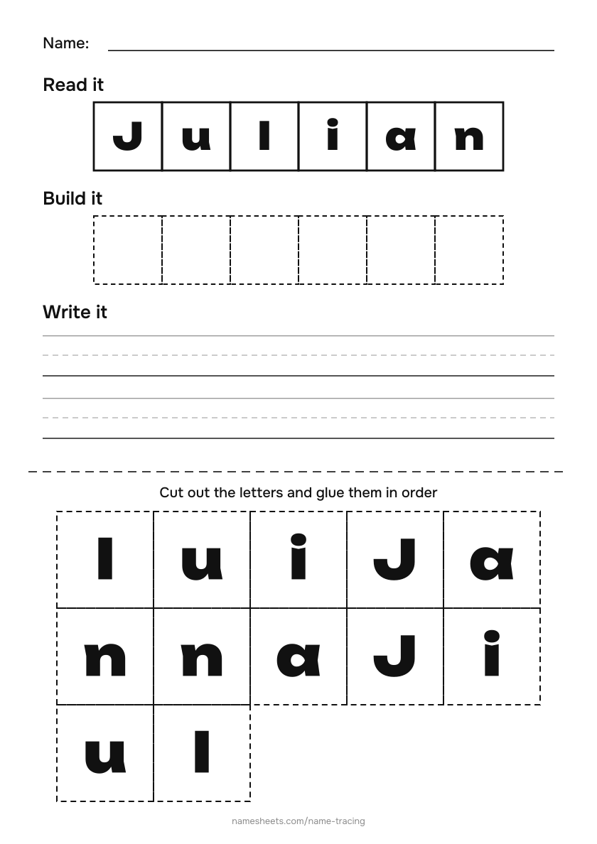 Name puzzle (cut & paste): Julian