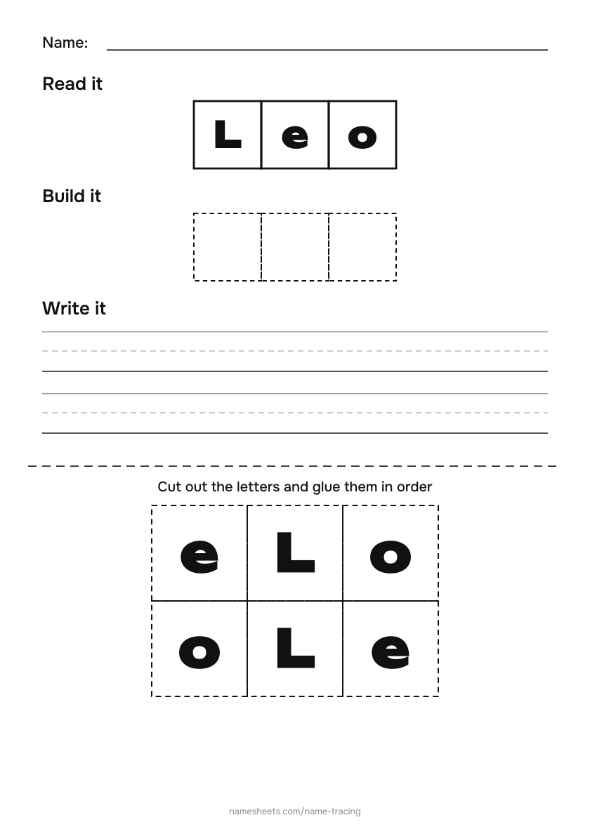 Name puzzle (cut & paste): Leo