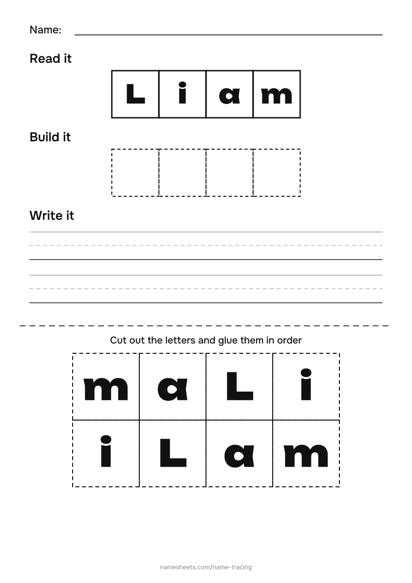 Name puzzle (cut & paste): Liam