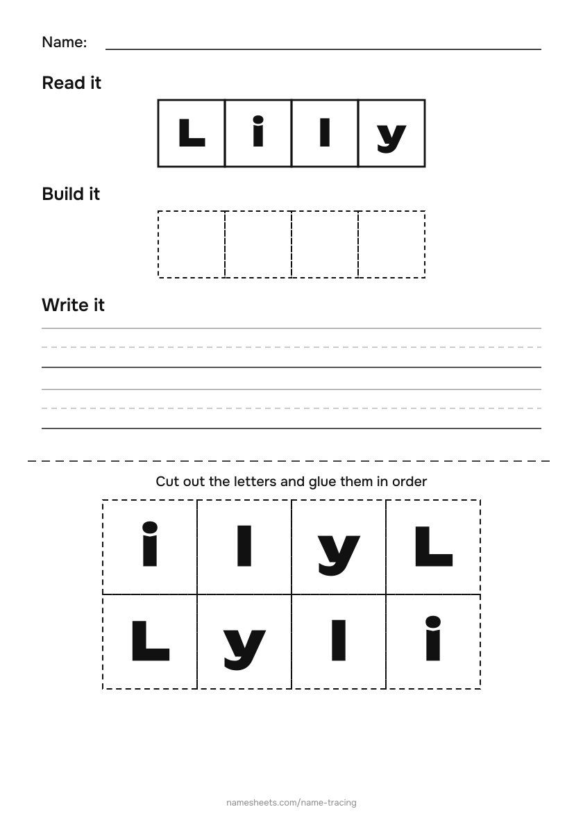 Name puzzle (cut & paste): Lily