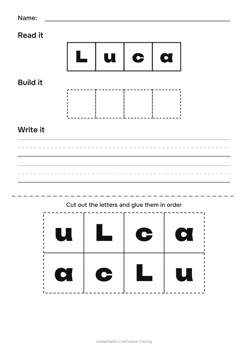 Name puzzle (cut & paste): Luca