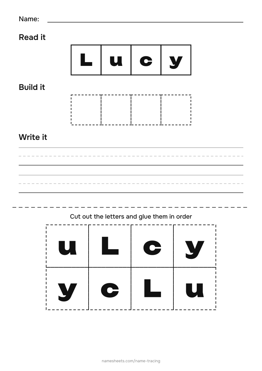 Name puzzle (cut & paste): Lucy