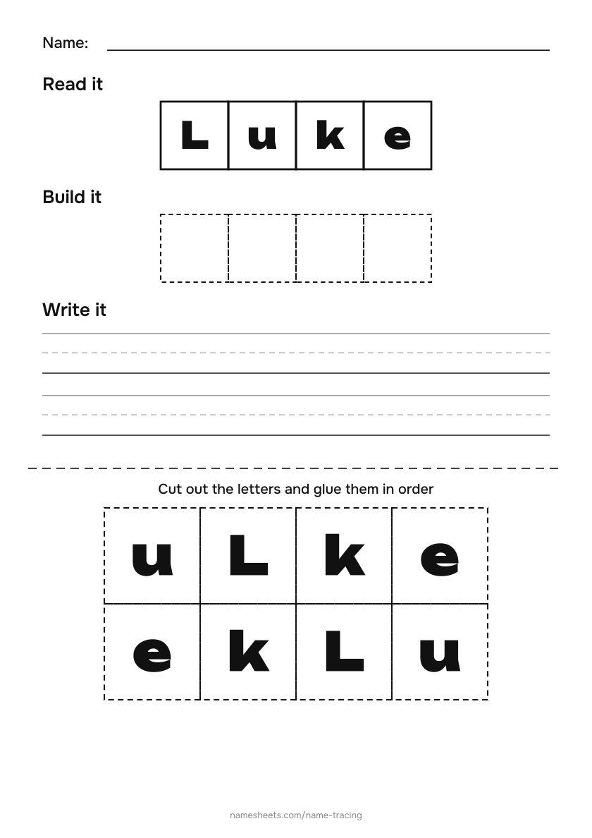 Name puzzle (cut & paste): Luke