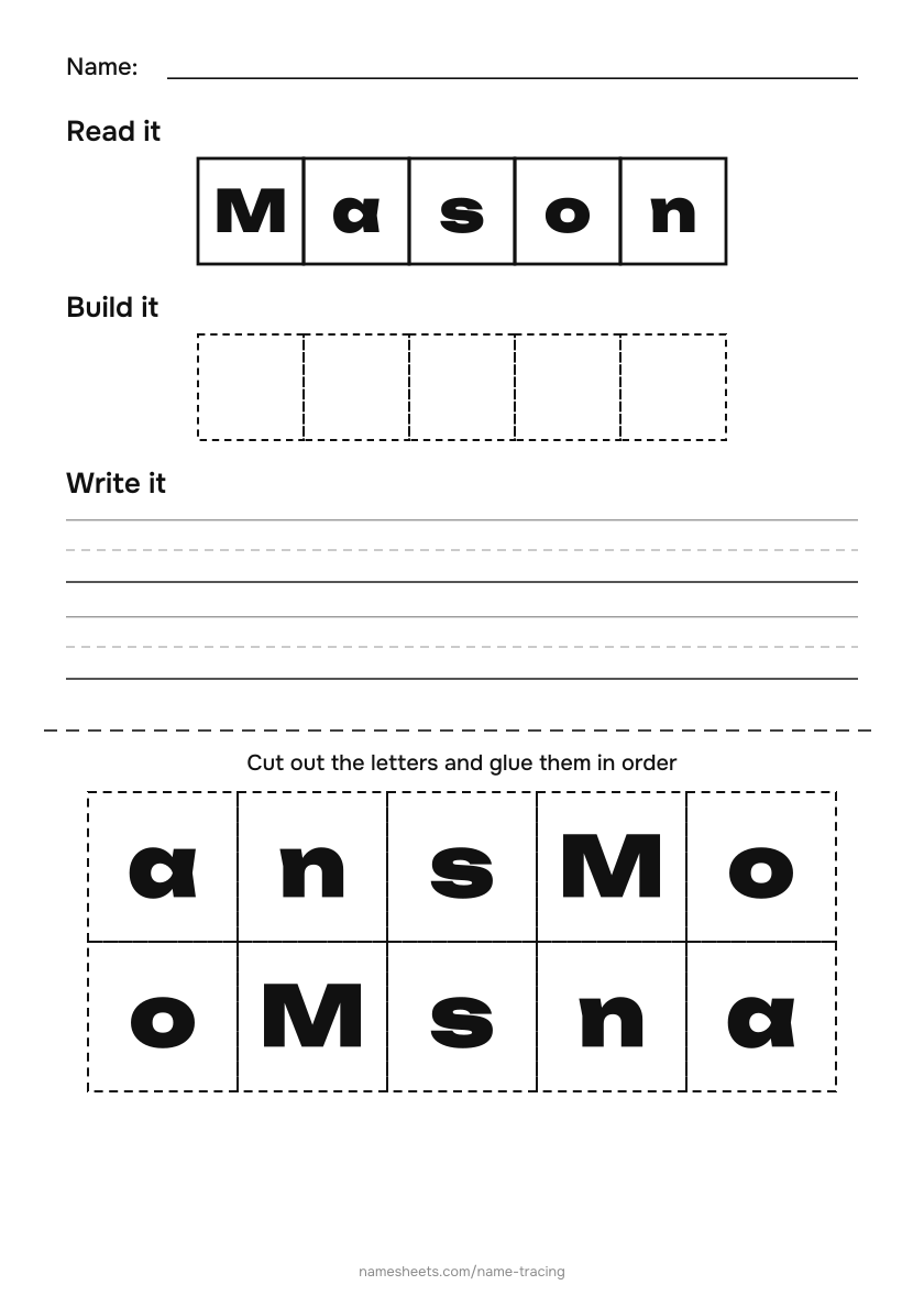 Name puzzle (cut & paste): Mason