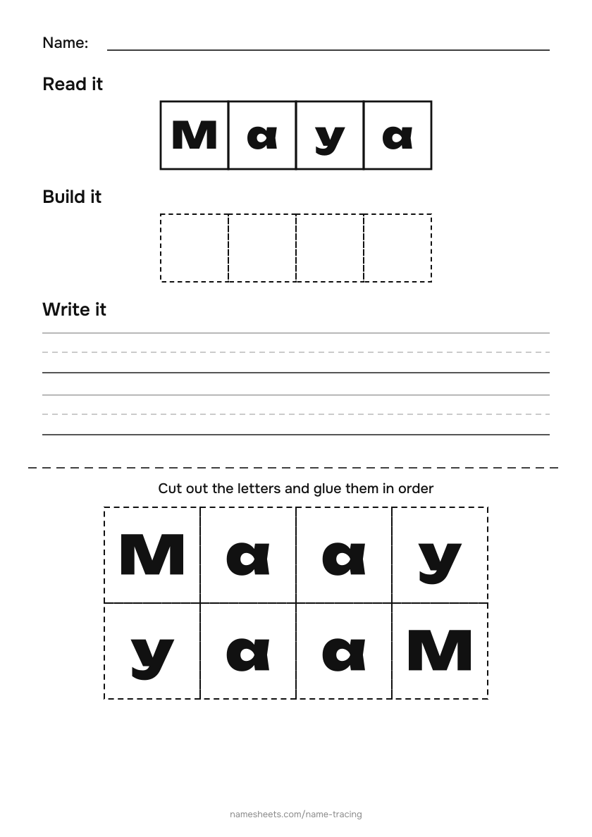 Name puzzle (cut & paste): Maya