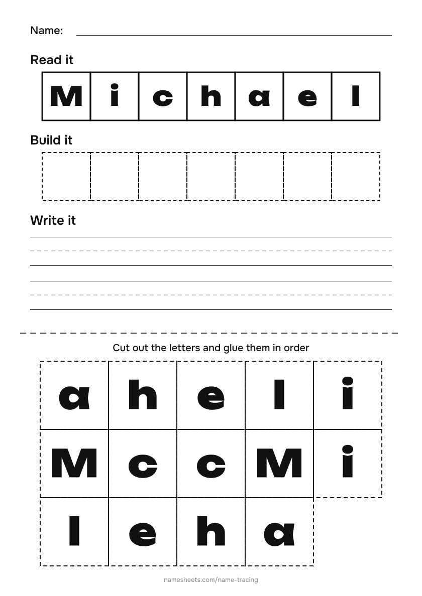 Name puzzle (cut & paste): Michael