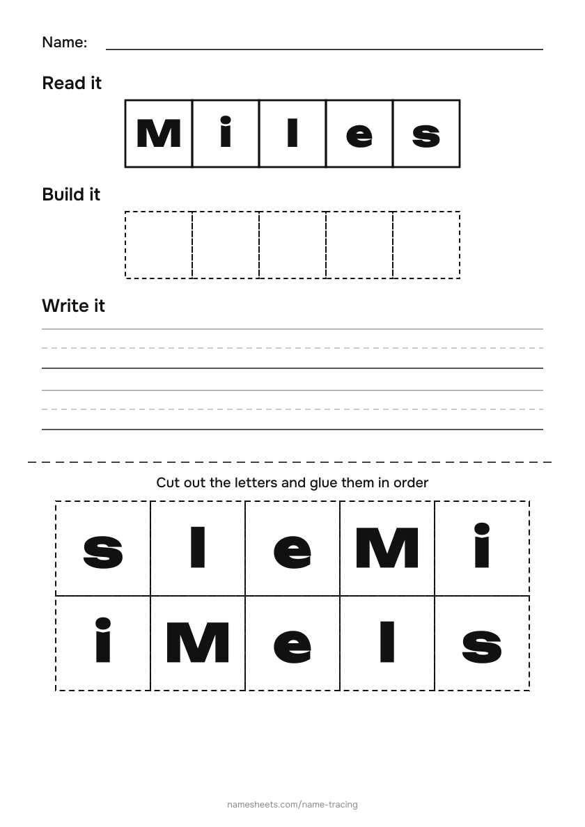 Name puzzle (cut & paste): Miles